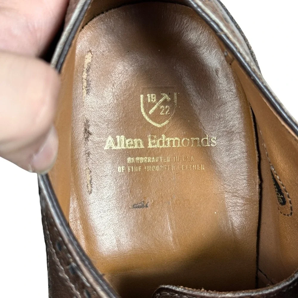 Allen Edmonds McAllister Wingtip Oxford Mens 11 B Brown Leather Dress Shoes 1991